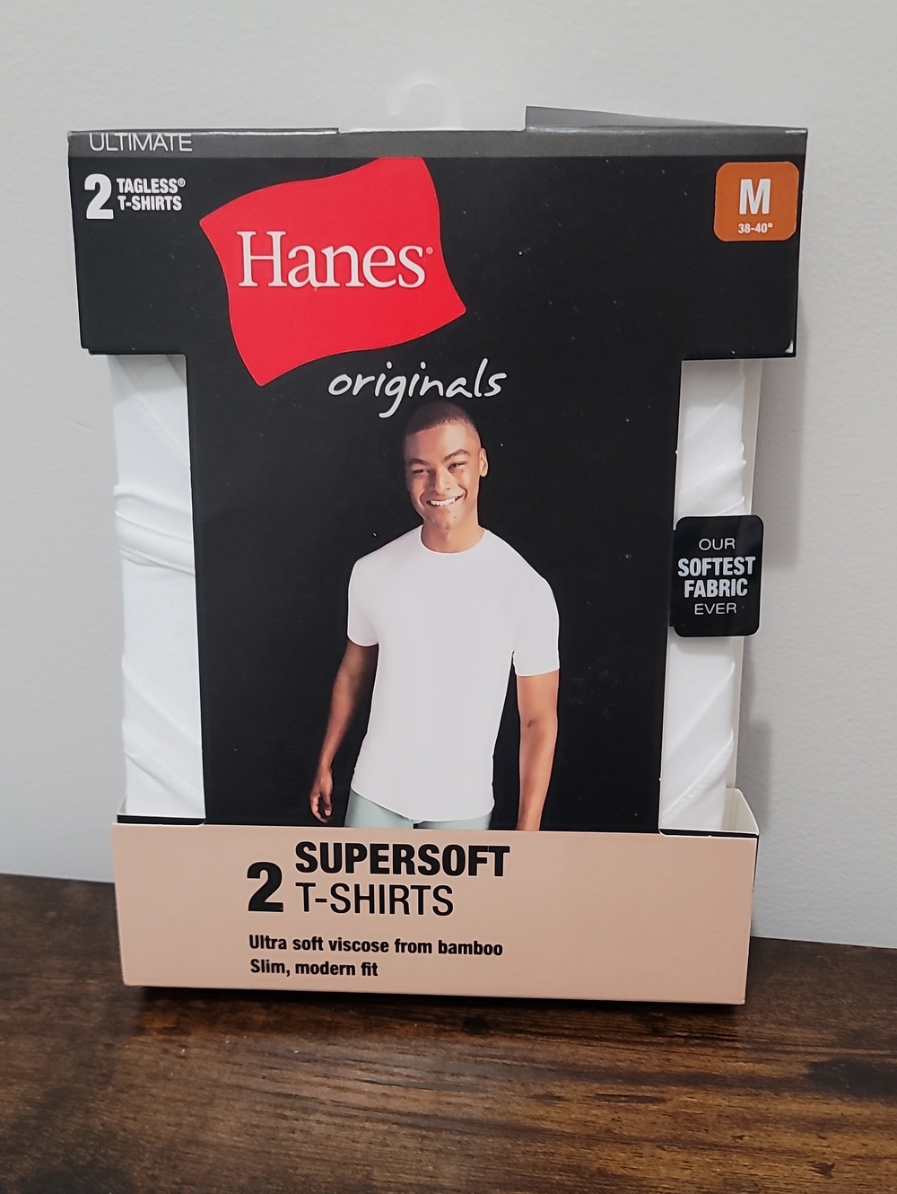 Hanes Men’s Ultimate Tagless  White Supersoft T-Shirt Size M